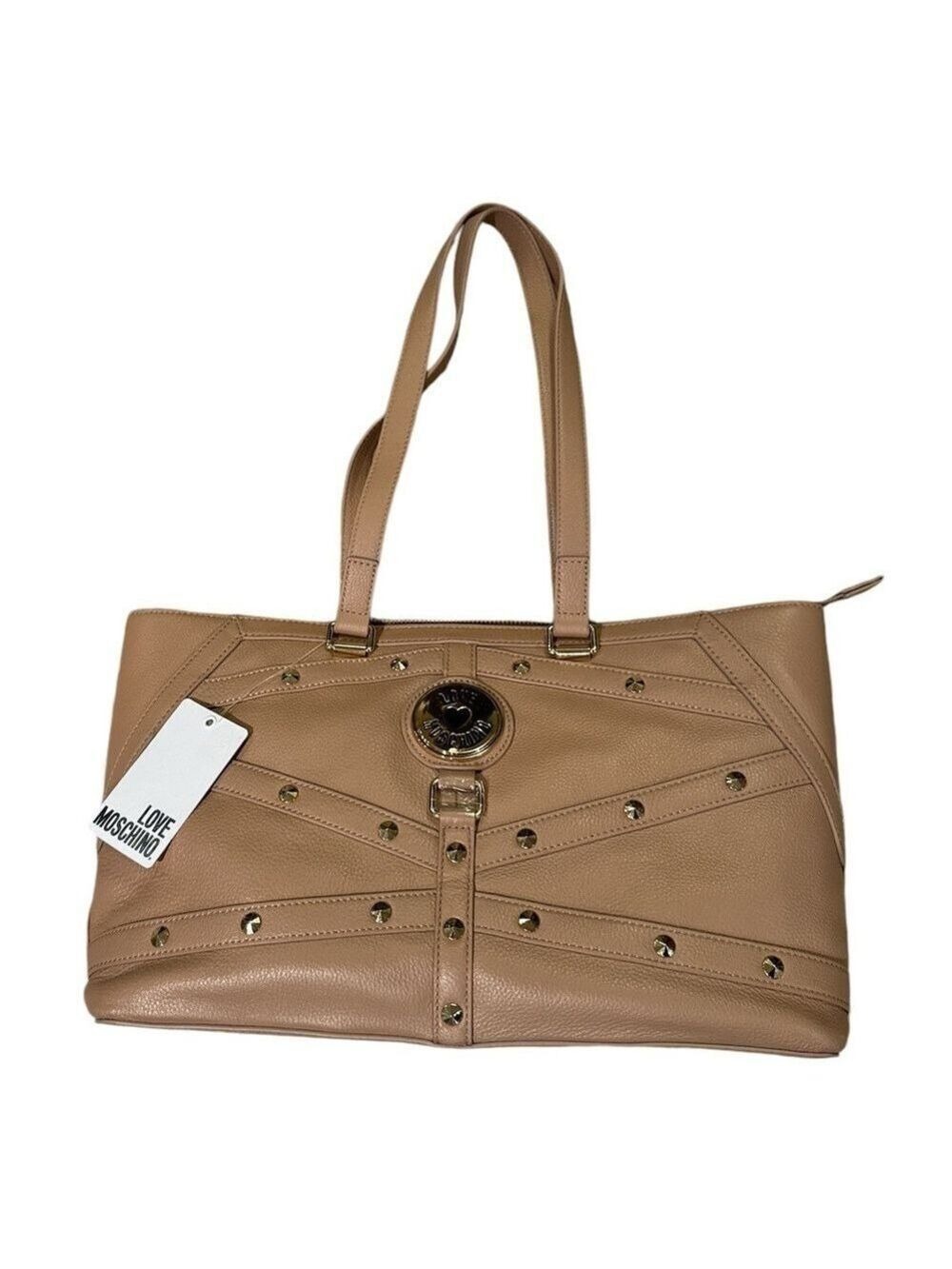 Love Moschino Borsa VIT NWT Women's Taupe Studded Tote Bag